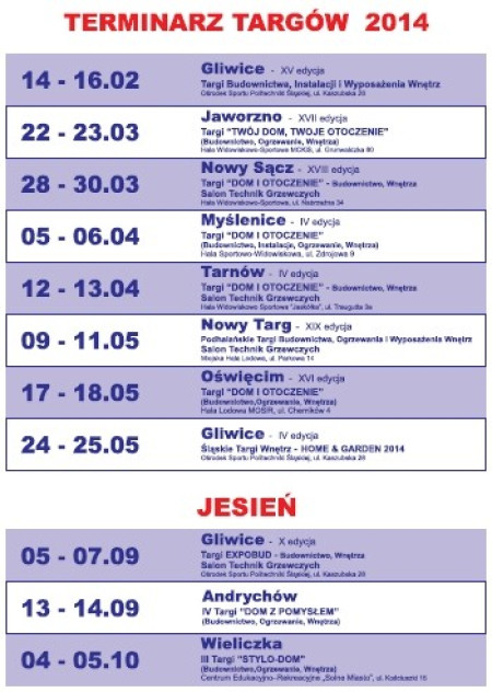 Agencja "Promocja" program Targów na 2014 rok